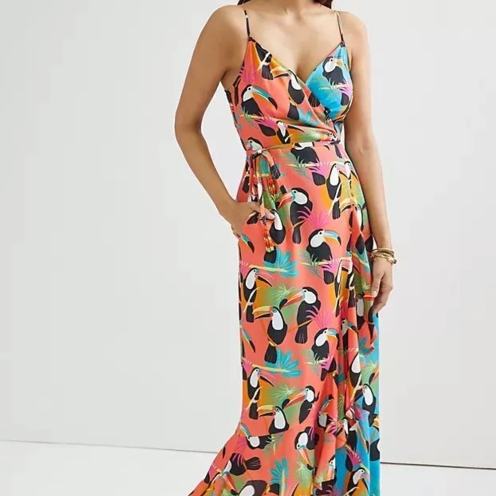 NWT Anthropologie Exclusive | Farm Rio Toucan Wrap Dress, Small